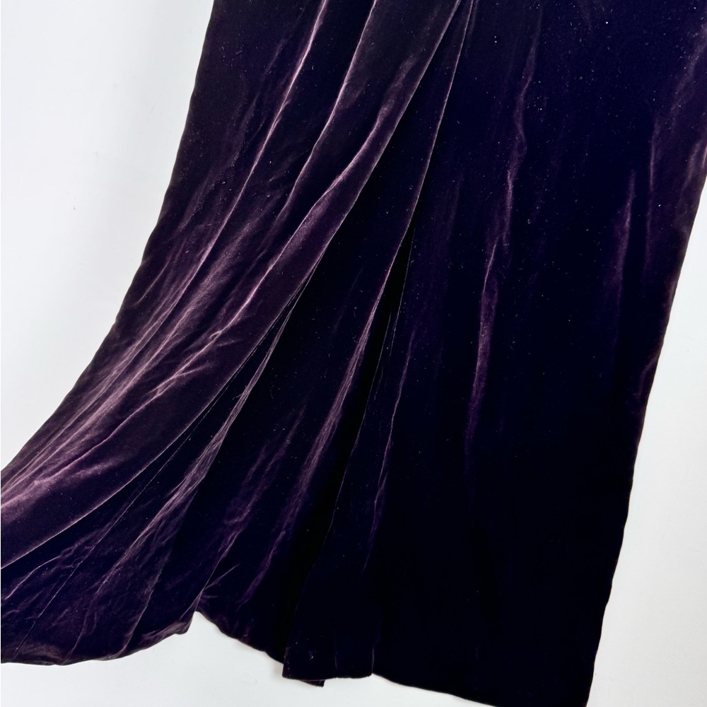 Vintage Jones New York Evening Velvet Dark Purple Long Sleeve Maxi Dress Sz 14 - Picture 7 of 9